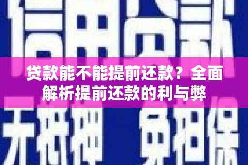 治多贷款能不能提前还款？全面解析提前还款的利与弊