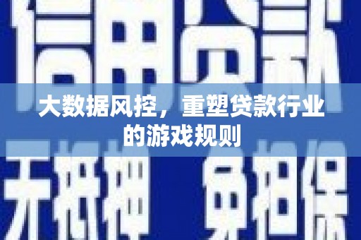 治多大数据风控，重塑贷款行业的游戏规则