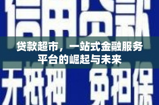 治多贷款超市，一站式金融服务平台的崛起与未来