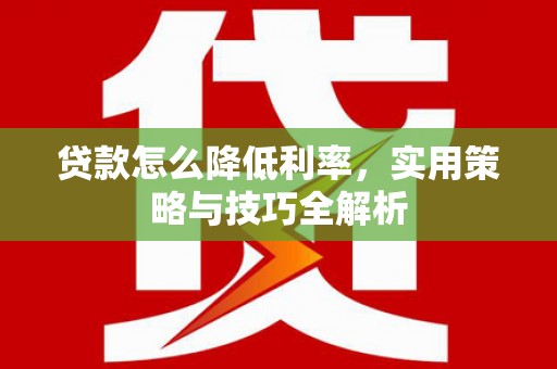 治多贷款怎么降低利率，实用策略与技巧全解析